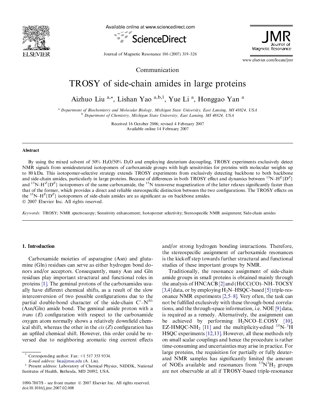 TROSY of side-chain amides in large proteins