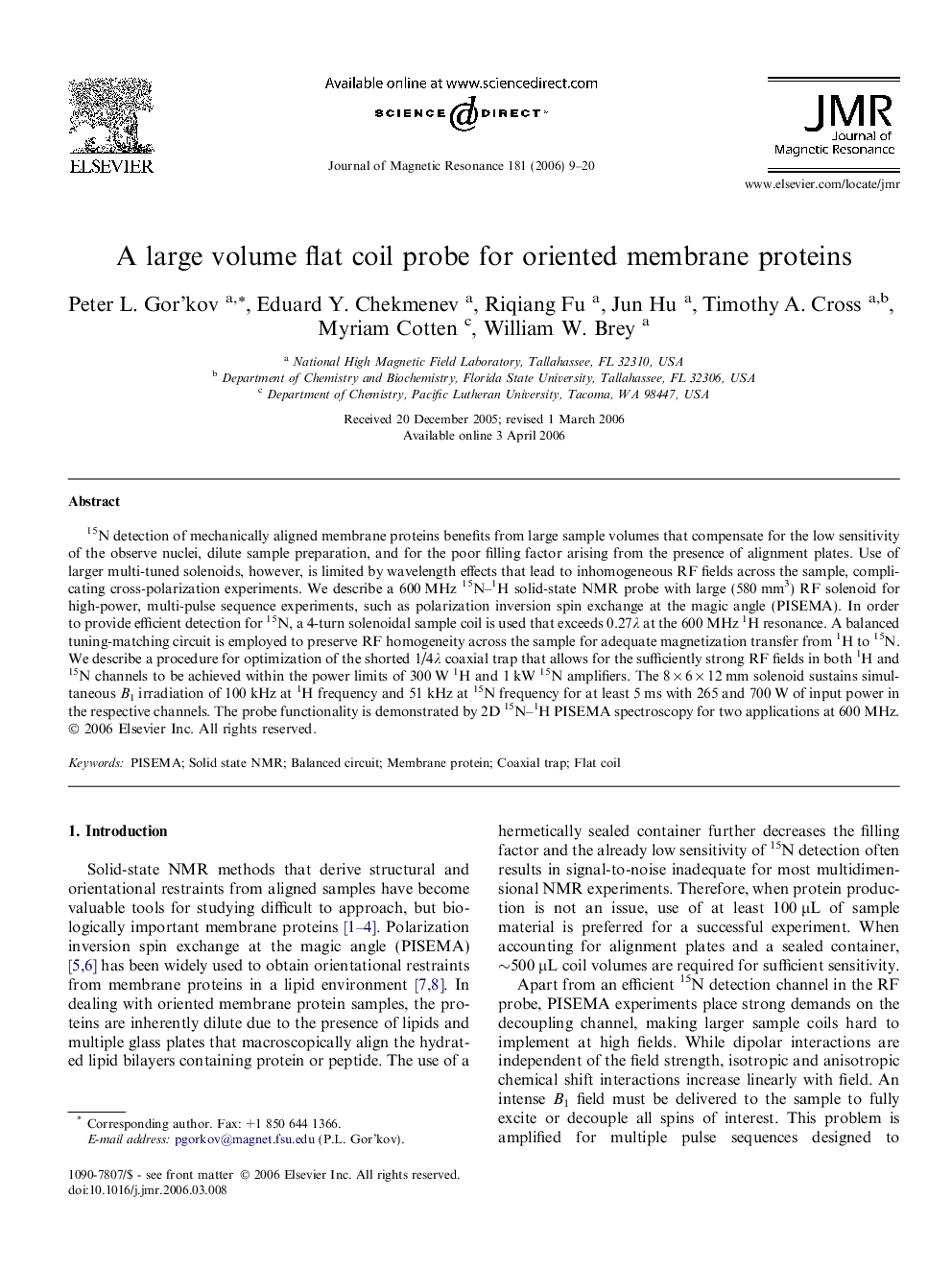 A large volume flat coil probe for oriented membrane proteins