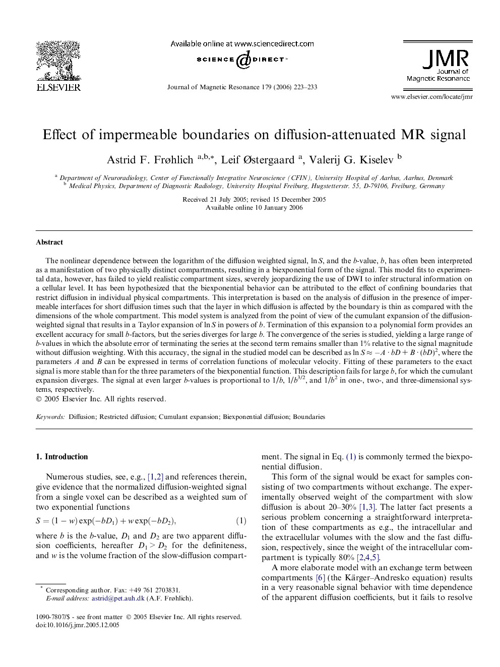 Effect of impermeable boundaries on diffusion-attenuated MR signal