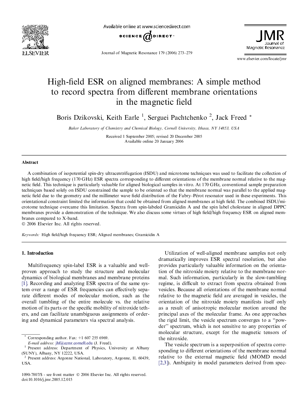 High-field ESR on aligned membranes: A simple method to record spectra from different membrane orientations in the magnetic field