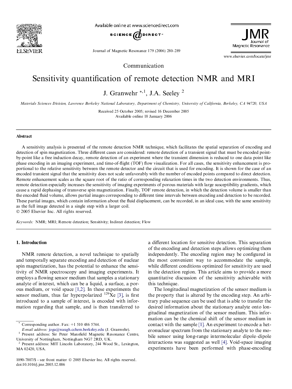 Sensitivity quantification of remote detection NMR and MRI