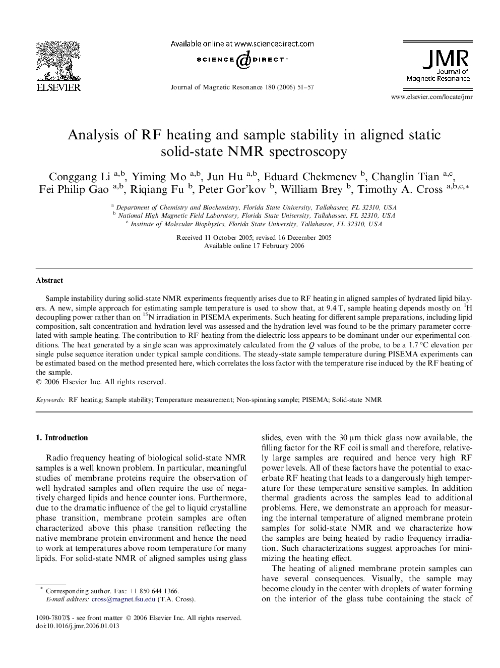 Analysis of RF heating and sample stability in aligned static solid-state NMR spectroscopy