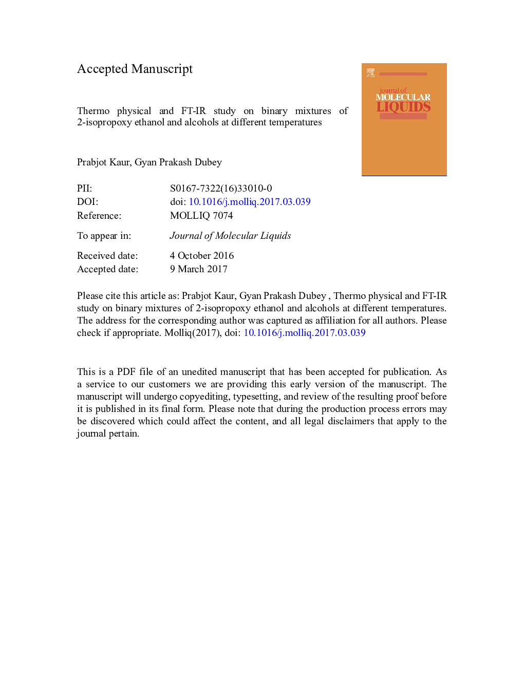 Thermo physical and FT-IR study on binary mixtures of 2-isopropoxy ethanol and alcohols at different temperatures