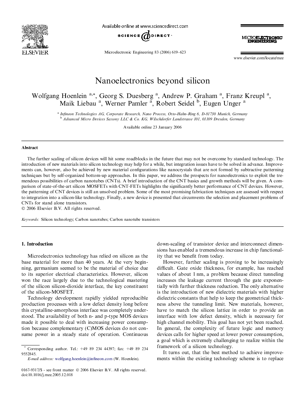 Nanoelectronics beyond silicon