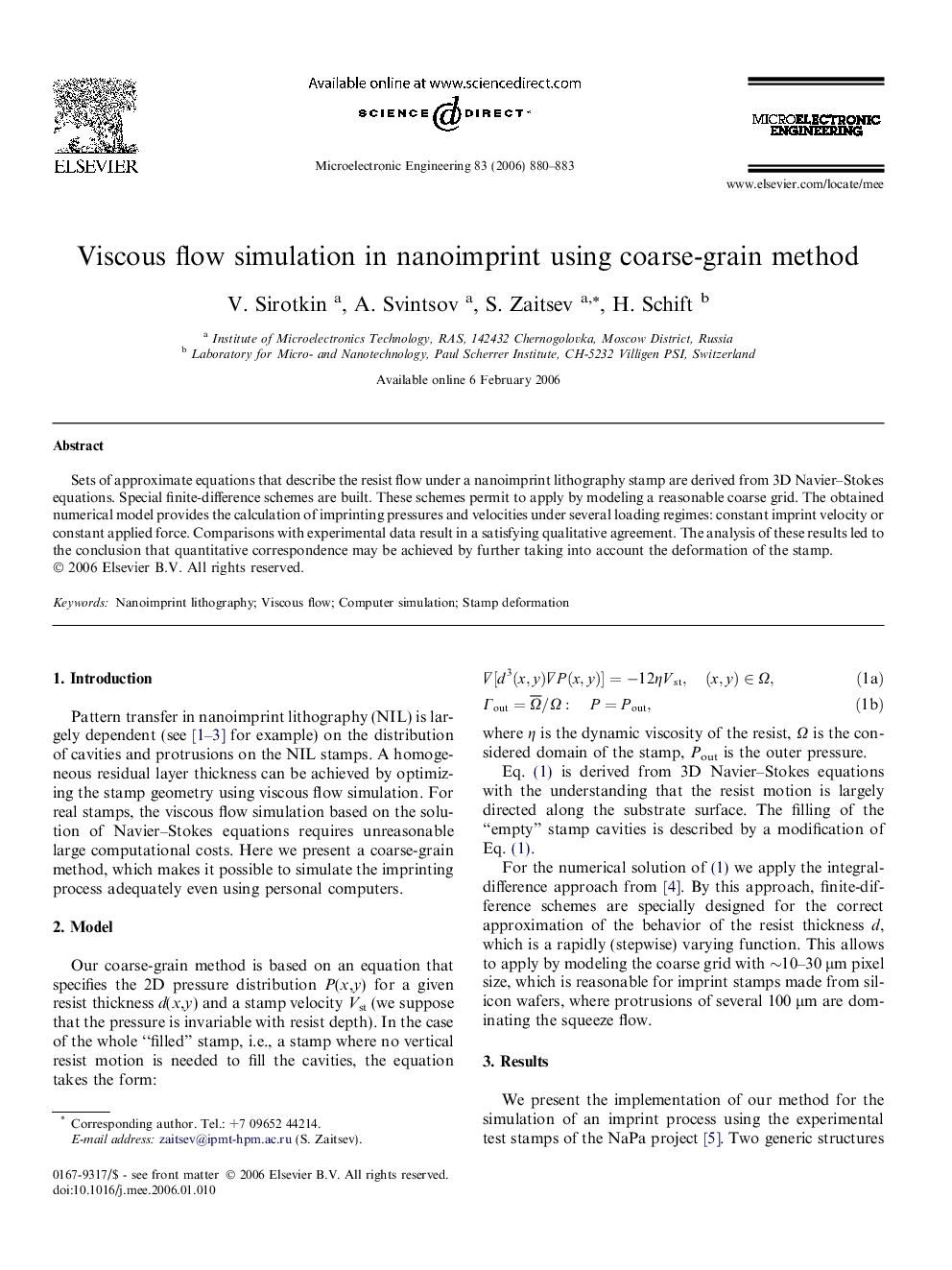 Viscous flow simulation in nanoimprint using coarse-grain method