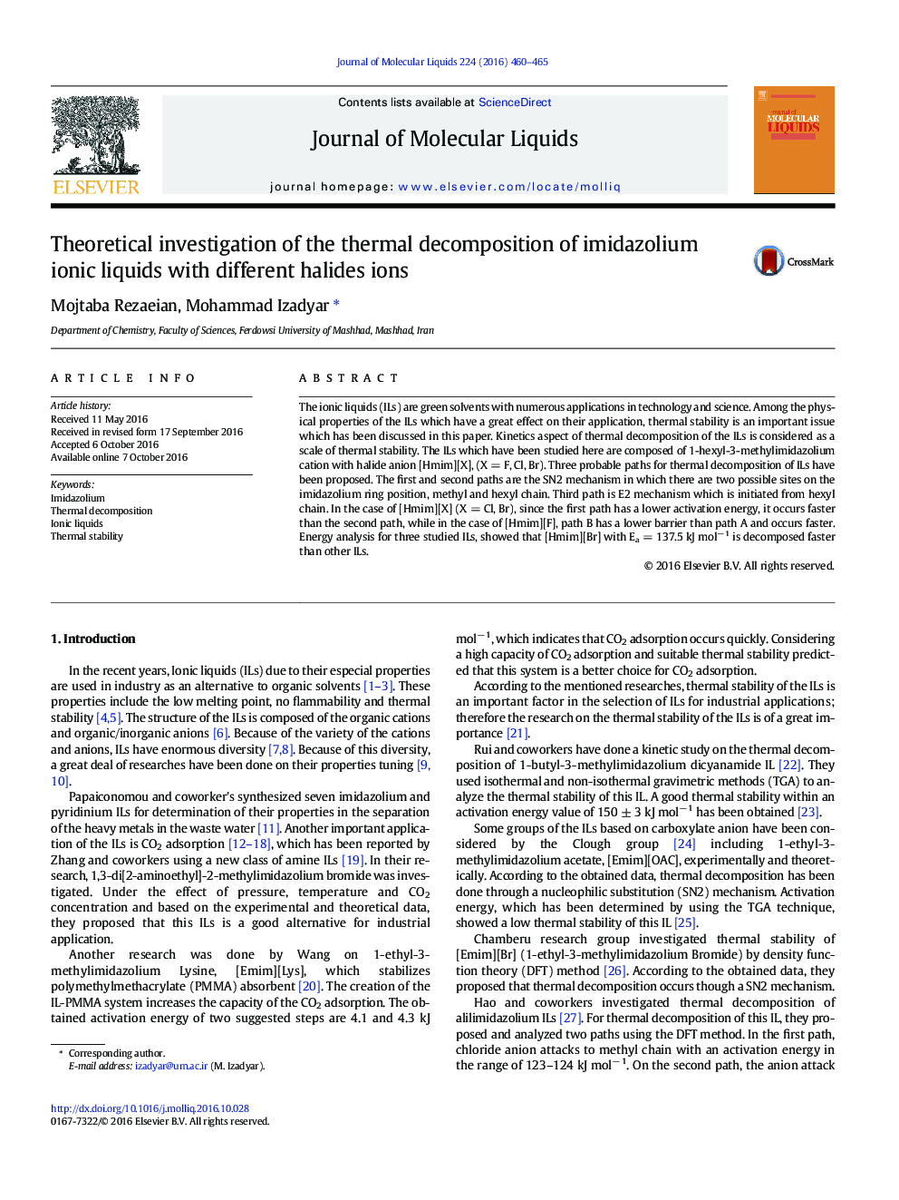 Theoretical investigation of the thermal decomposition of imidazolium ionic liquids with different halides ions