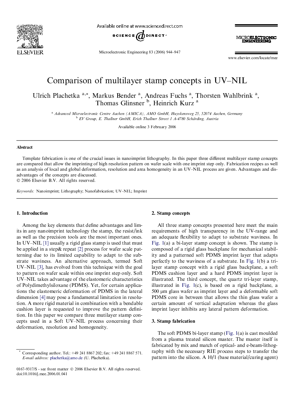 Comparison of multilayer stamp concepts in UV–NIL