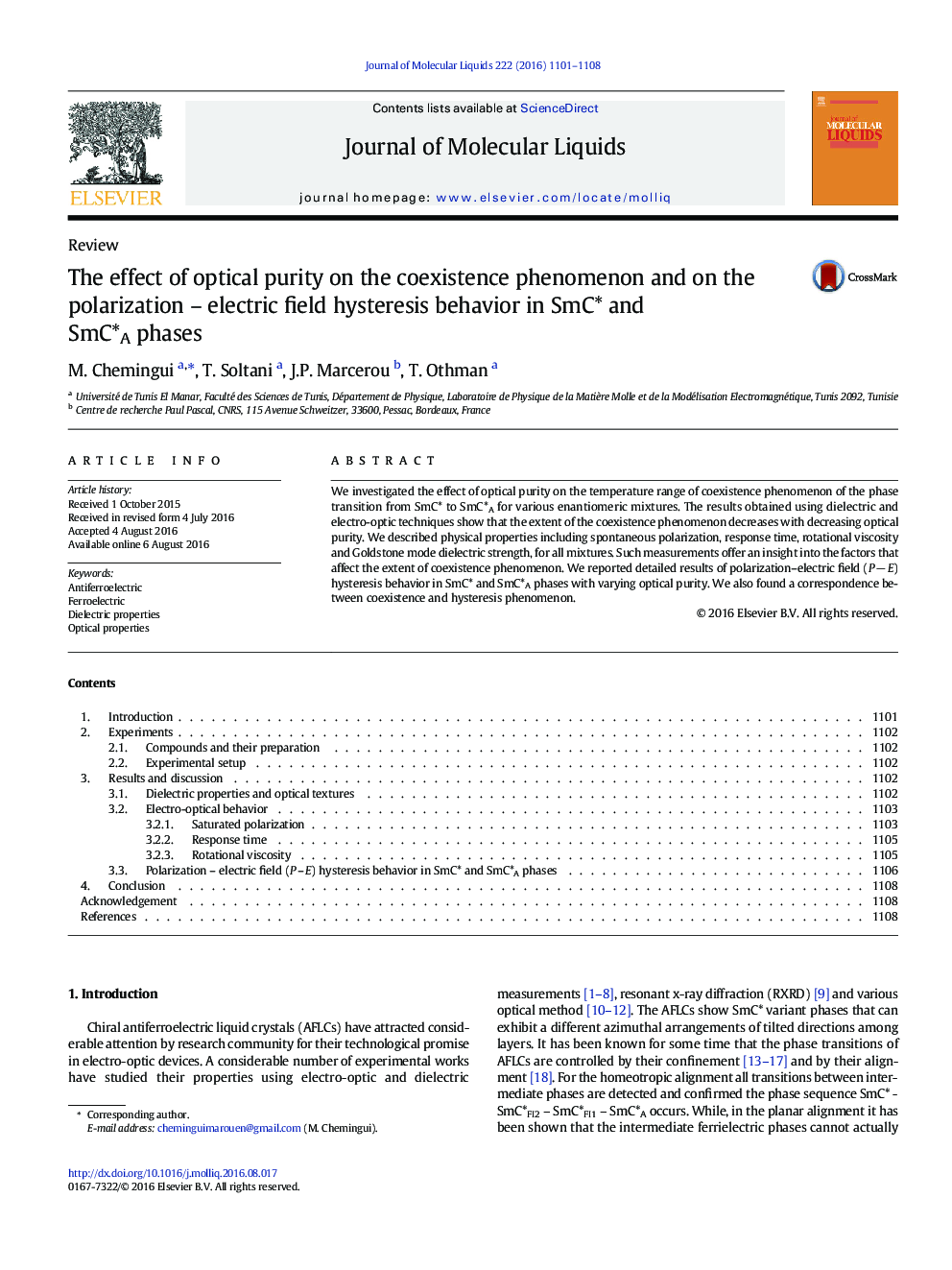 The effect of optical purity on the coexistence phenomenon and on the polarization - electric field hysteresis behavior in SmC* and SmC*A phases