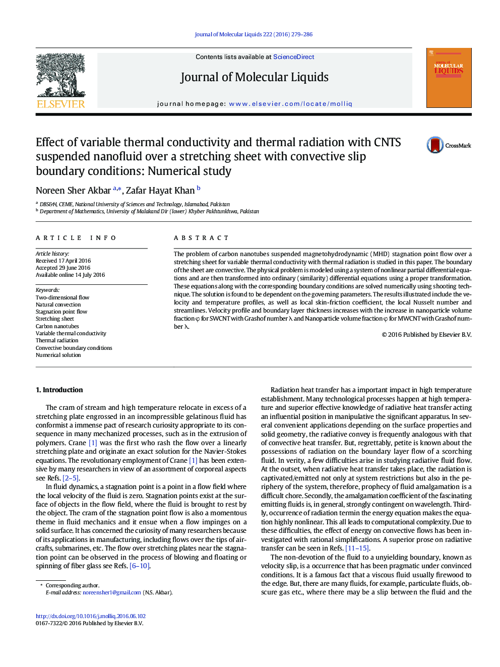 Effect of variable thermal conductivity and thermal radiation with CNTS suspended nanofluid over a stretching sheet with convective slip boundary conditions: Numerical study