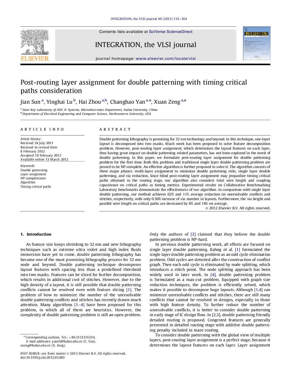 Post-routing layer assignment for double patterning with timing critical paths consideration