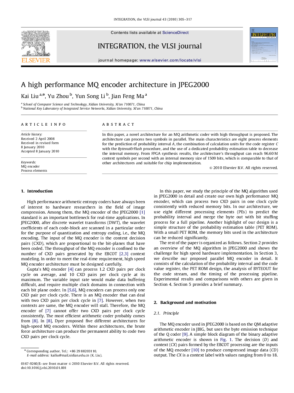 A high performance MQ encoder architecture in JPEG2000