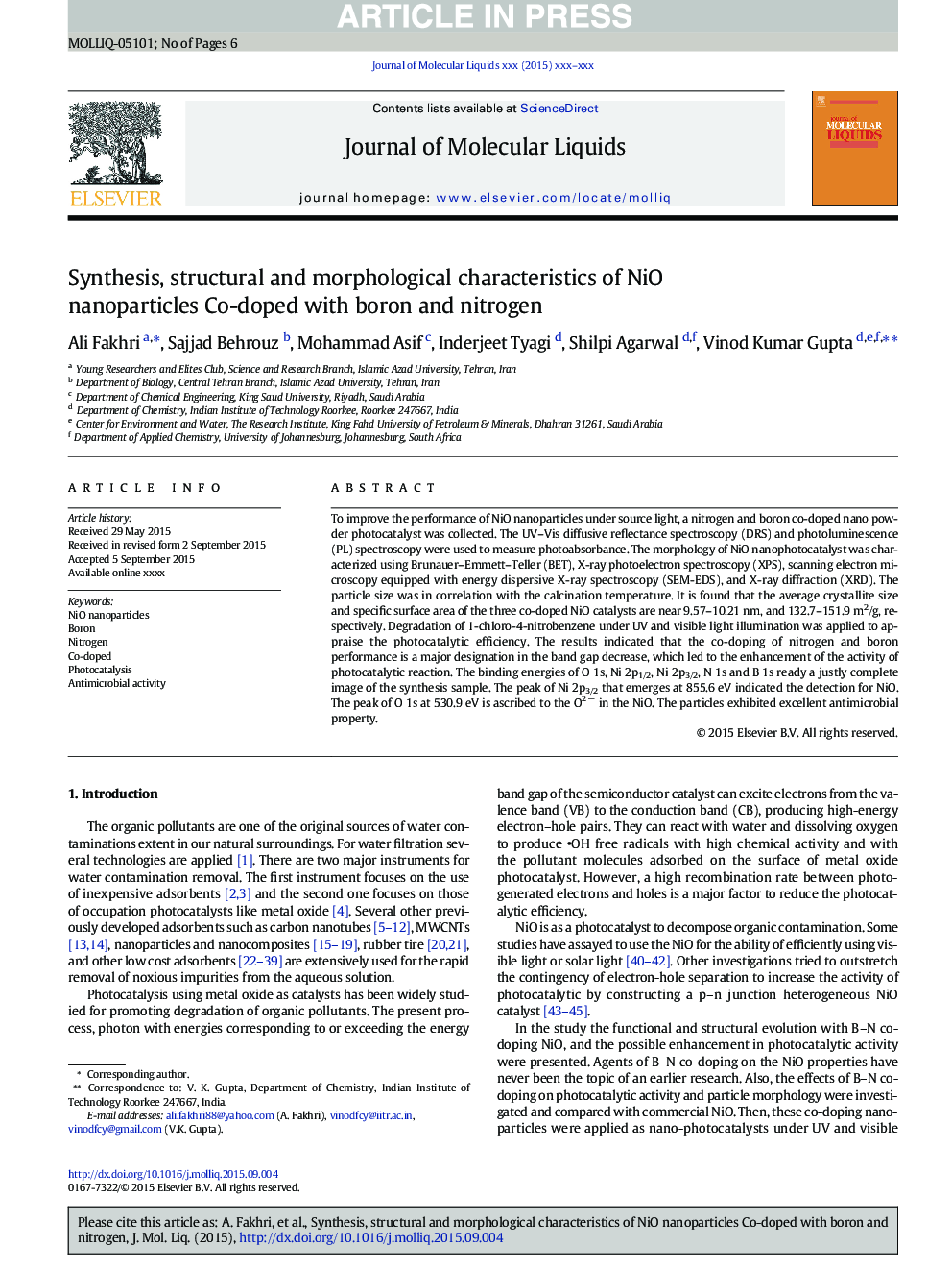 Synthesis, structural and morphological characteristics of NiO nanoparticles Co-doped with boron and nitrogen