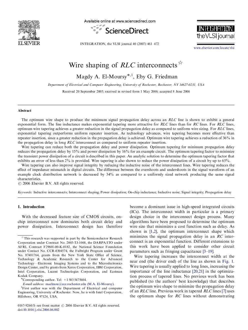 Wire shaping of RLC interconnects 