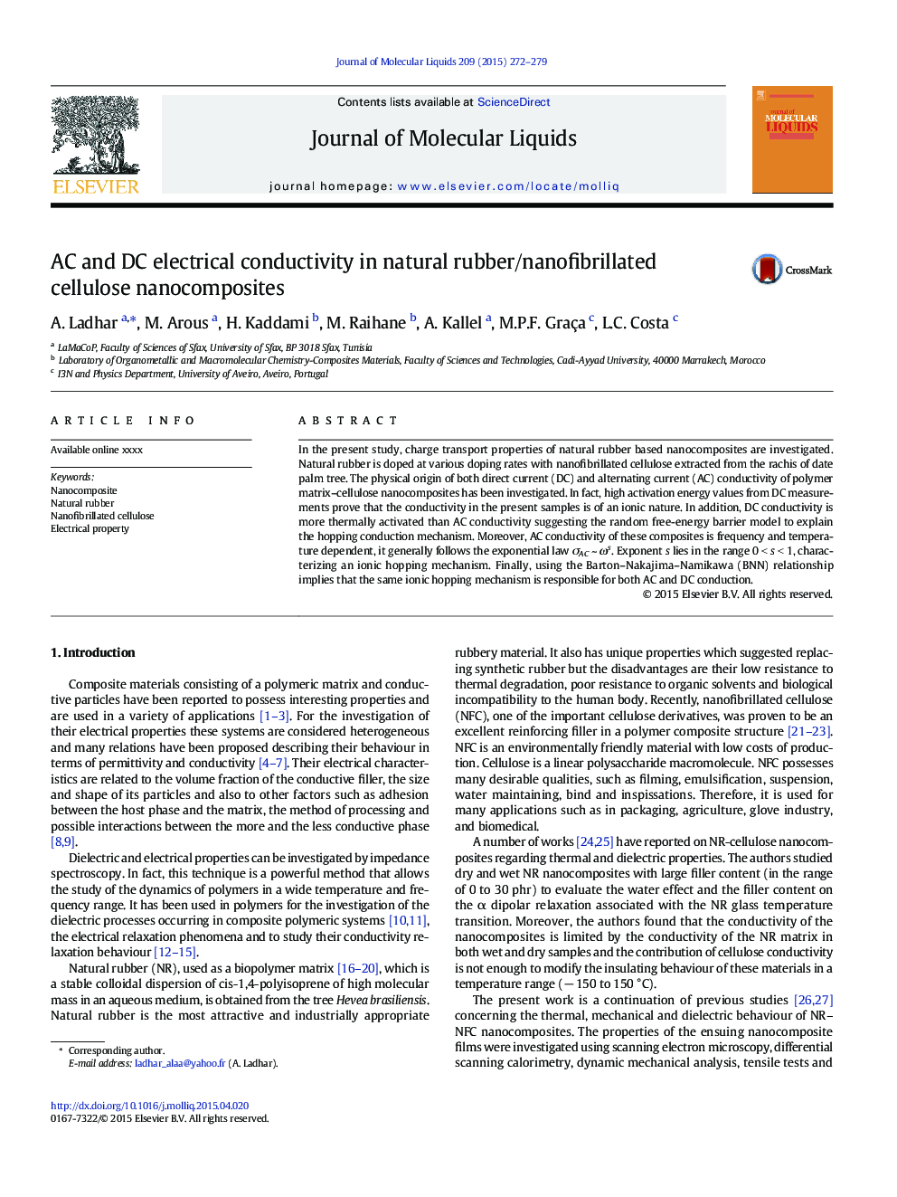 AC and DC electrical conductivity in natural rubber/nanofibrillated cellulose nanocomposites