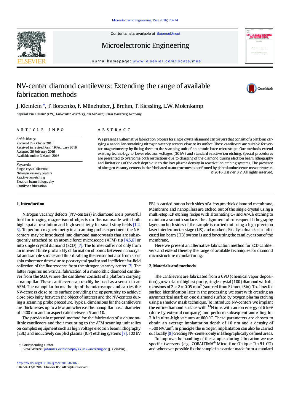 NV-center diamond cantilevers: Extending the range of available fabrication methods