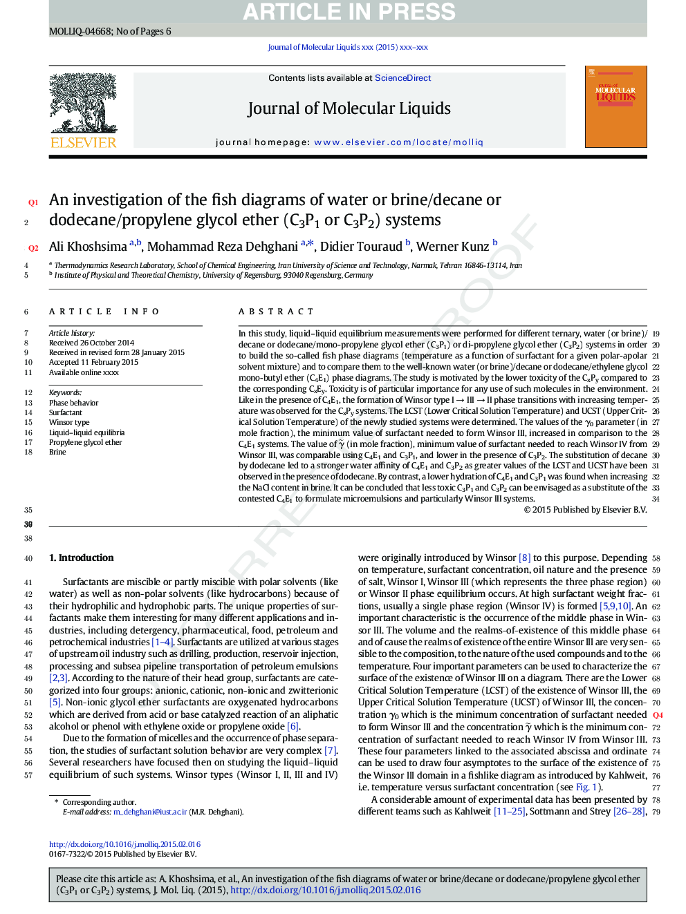 An investigation of the fish diagrams of water or brine/decane or dodecane/propylene glycol ether (C3P1 or C3P2) systems