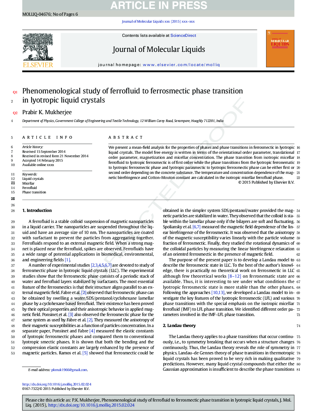 Phenomenological study of ferrofluid to ferrosmectic phase transition in lyotropic liquid crystals