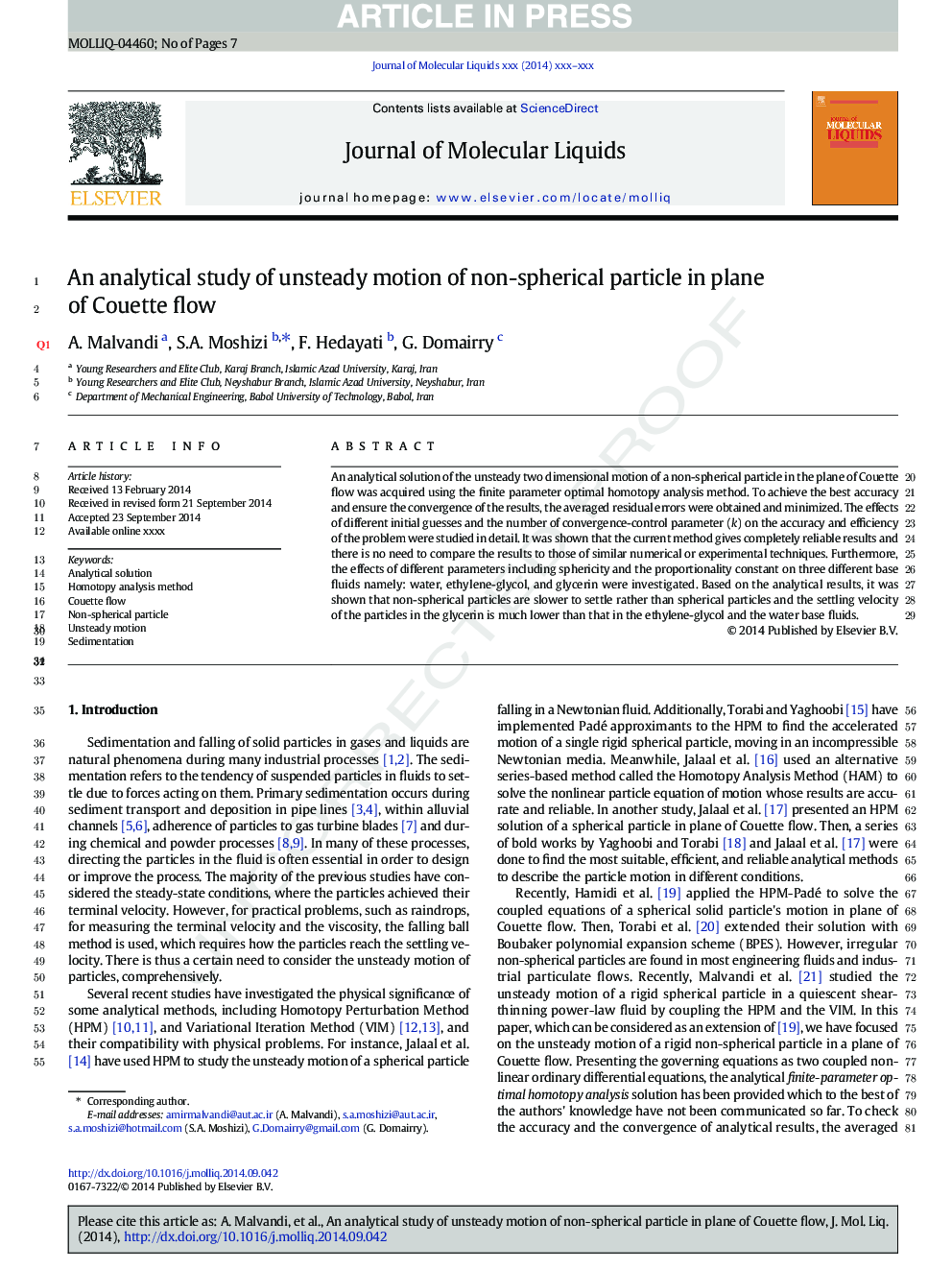 An analytical study of unsteady motion of non-spherical particle in plane of Couette flow