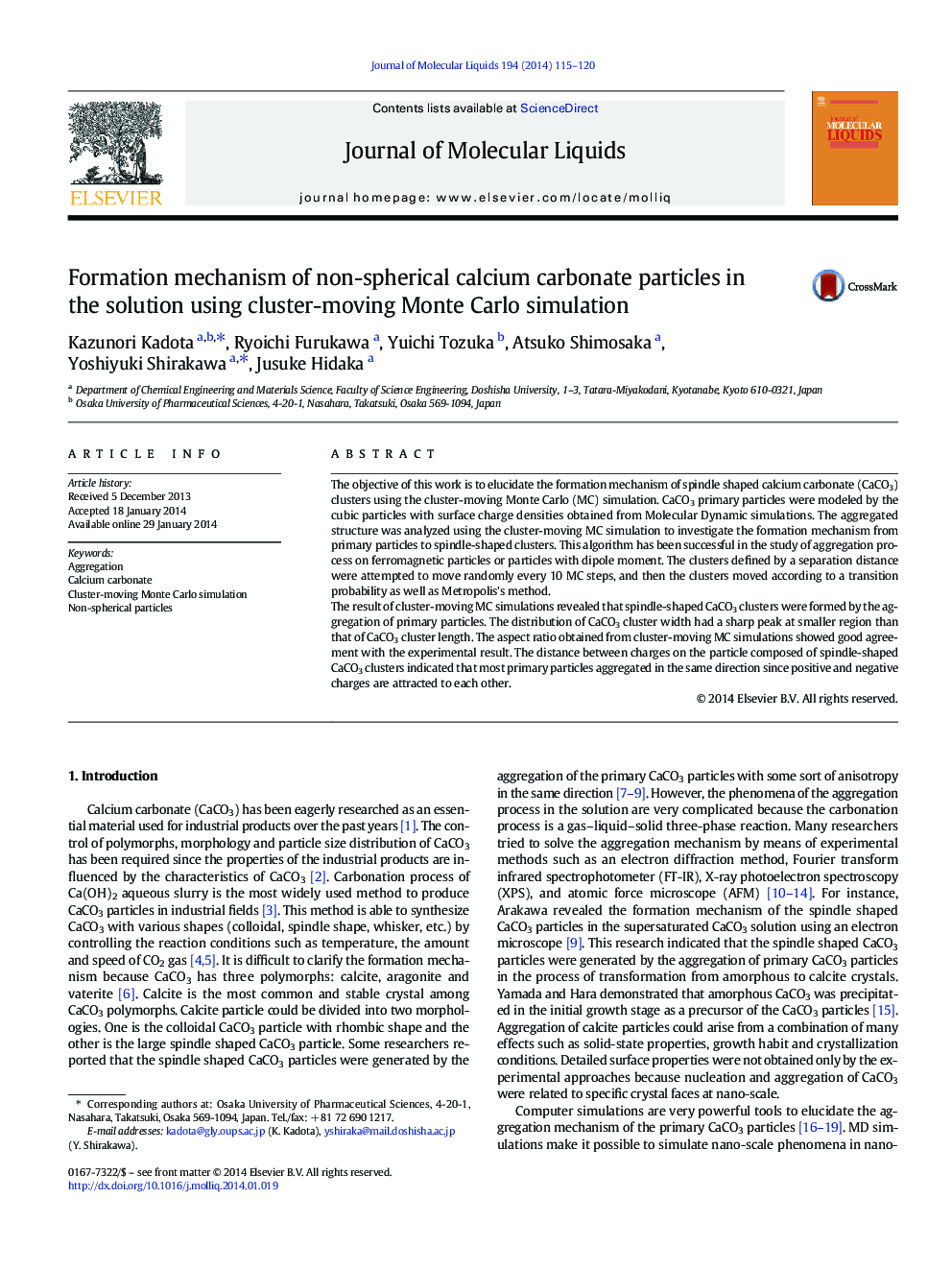 Formation mechanism of non-spherical calcium carbonate particles in the solution using cluster-moving Monte Carlo simulation