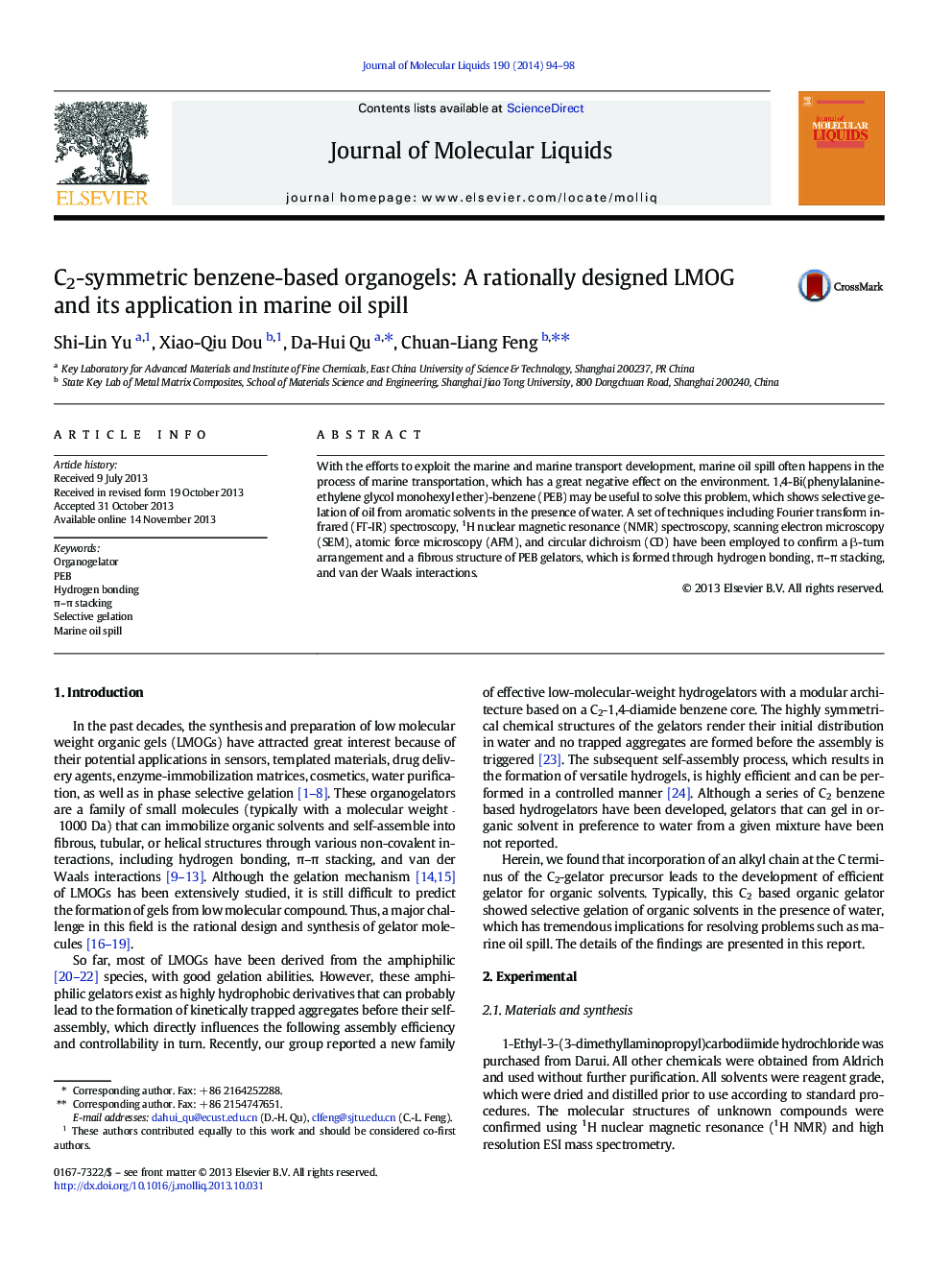 C2-symmetric benzene-based organogels: A rationally designed LMOG and its application in marine oil spill