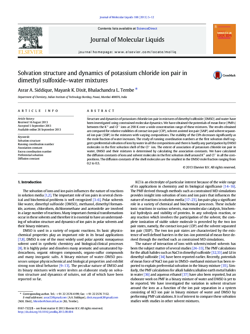 Solvation structure and dynamics of potassium chloride ion pair in dimethyl sulfoxide-water mixtures