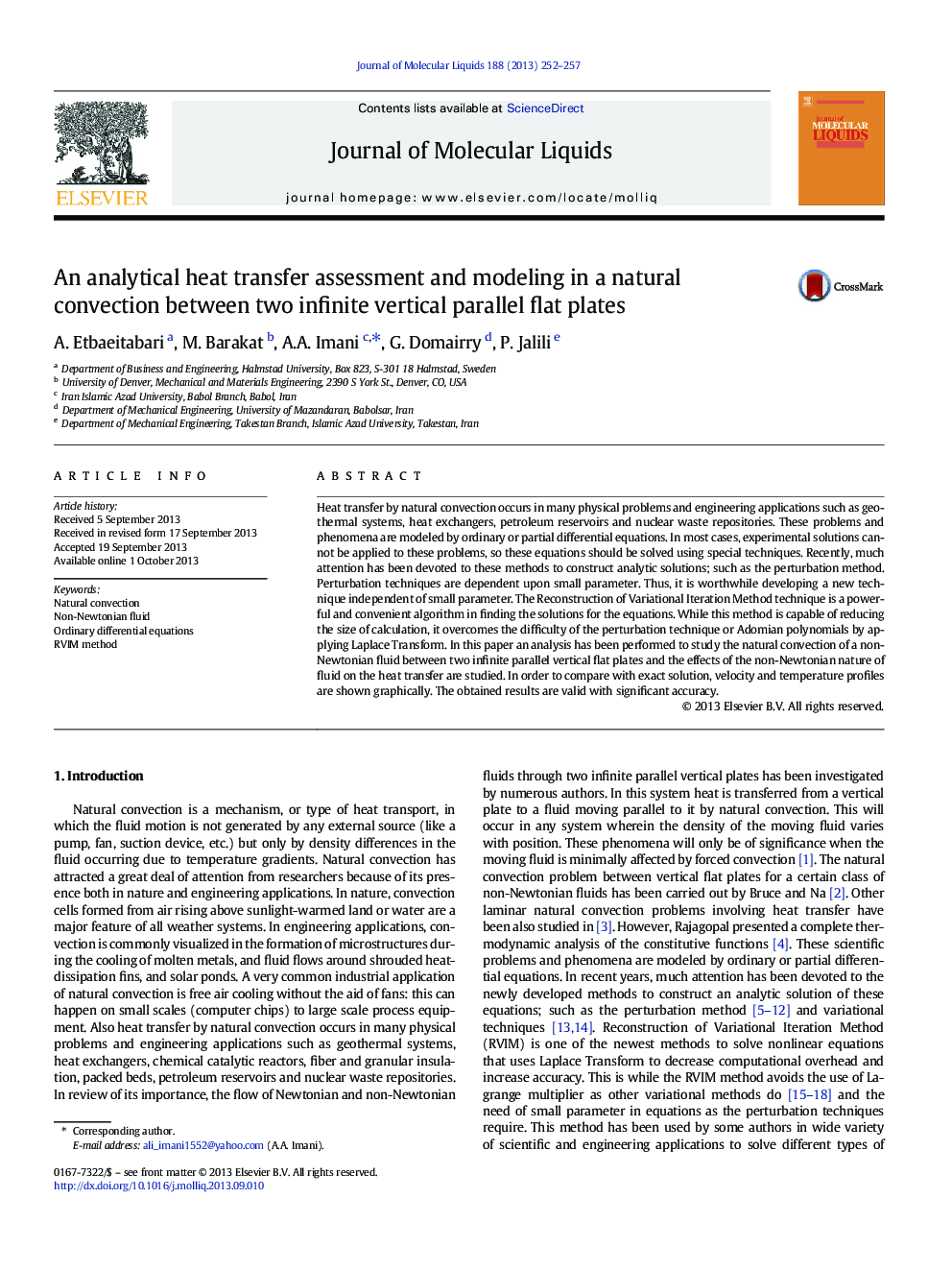 An analytical heat transfer assessment and modeling in a natural convection between two infinite vertical parallel flat plates