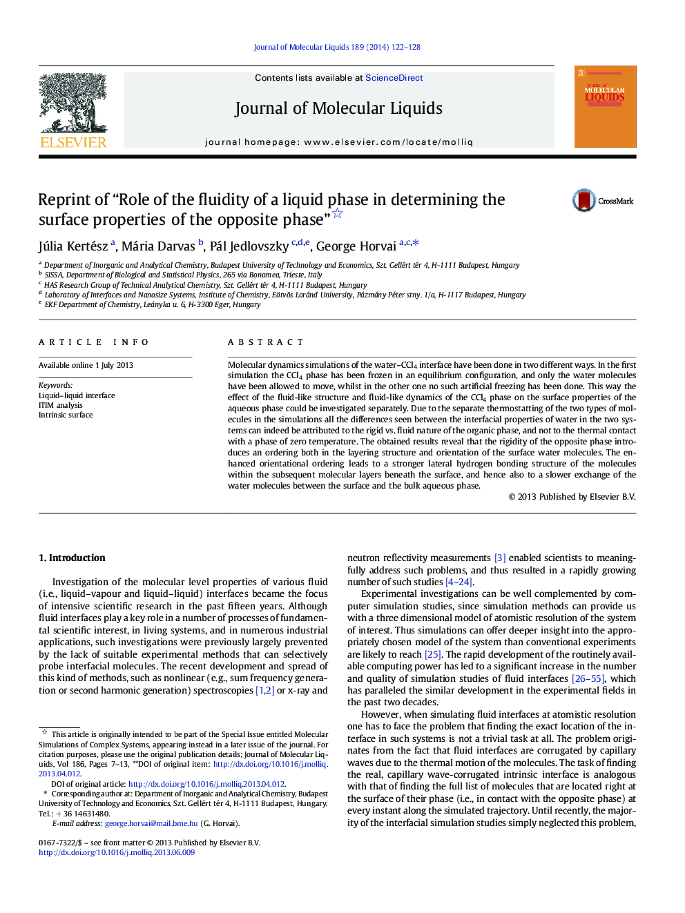 Reprint of “Role of the fluidity of a liquid phase in determining the surface properties of the opposite phase”