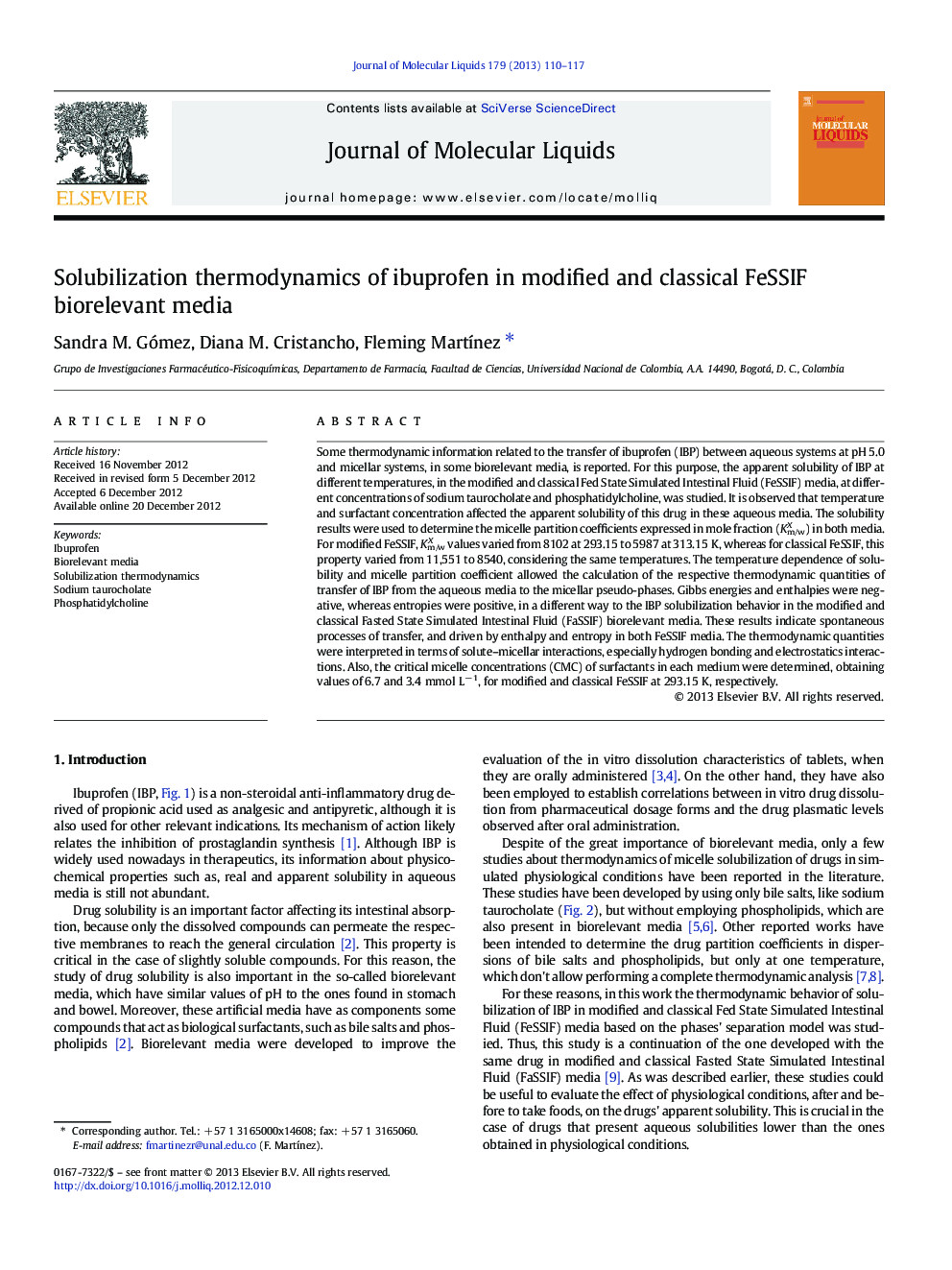 Solubilization thermodynamics of ibuprofen in modified and classical FeSSIF biorelevant media