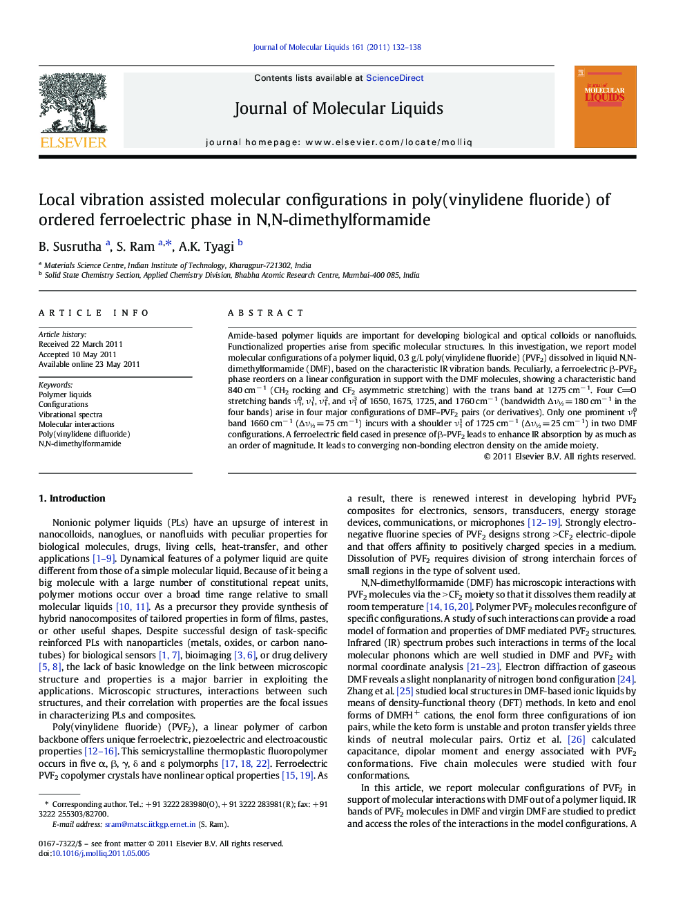 Local vibration assisted molecular configurations in poly(vinylidene fluoride) of ordered ferroelectric phase in N,N-dimethylformamide