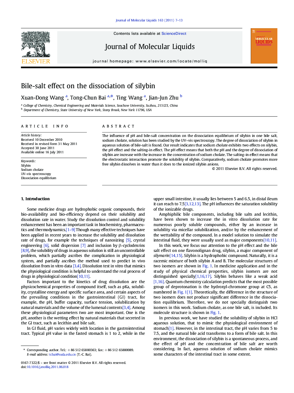 Bile-salt effect on the dissociation of silybin