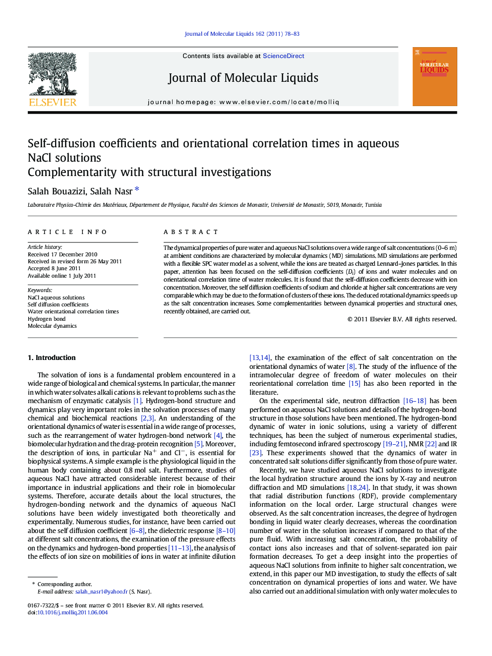 Self-diffusion coefficients and orientational correlation times in aqueous NaCl solutions