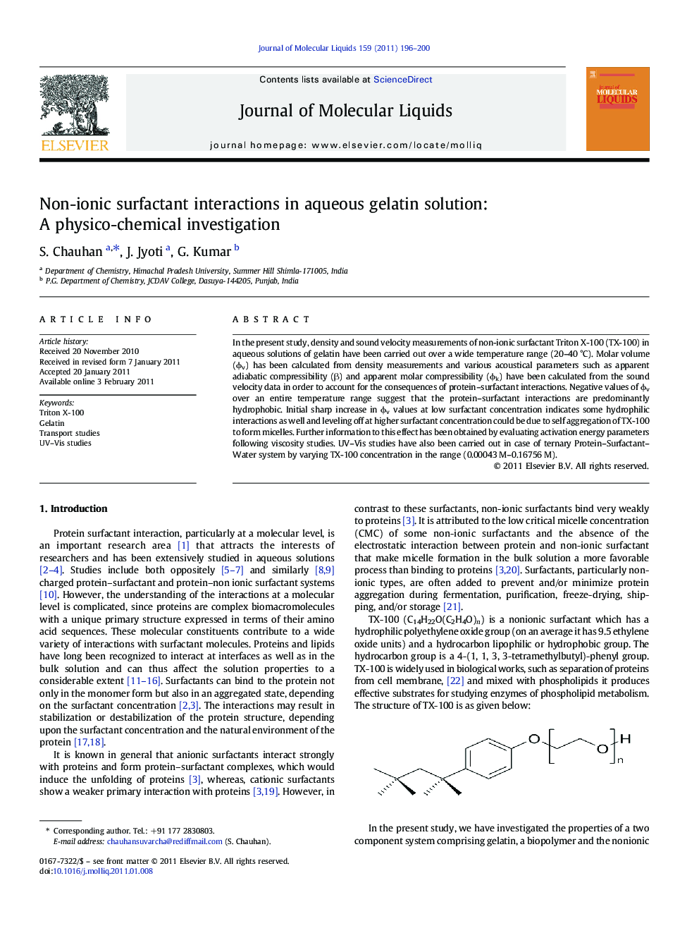 Non-ionic surfactant interactions in aqueous gelatin solution: A physico-chemical investigation