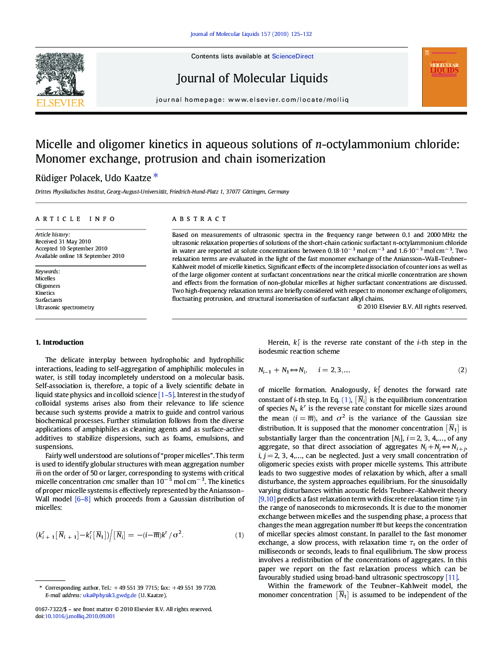 Micelle and oligomer kinetics in aqueous solutions of n-octylammonium chloride: Monomer exchange, protrusion and chain isomerization