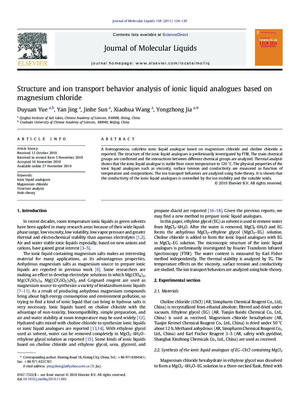 Structure and ion transport behavior analysis of ionic liquid analogues based on magnesium chloride