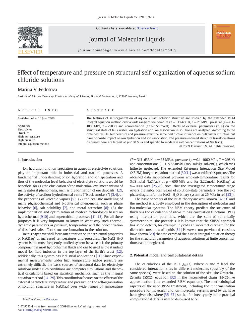 Effect of temperature and pressure on structural self-organization of aqueous sodium chloride solutions