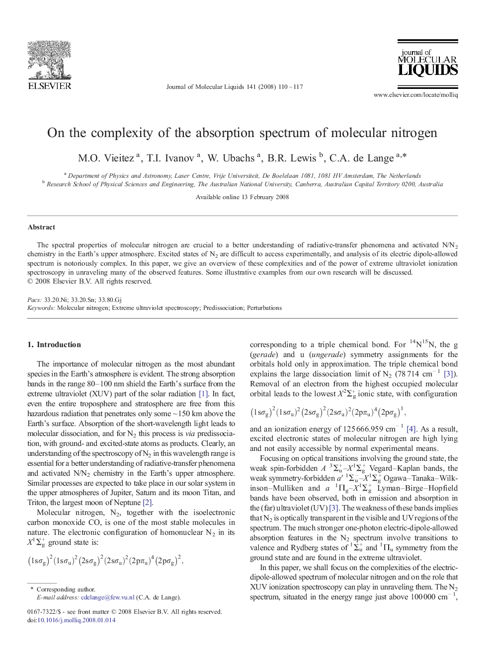 On the complexity of the absorption spectrum of molecular nitrogen