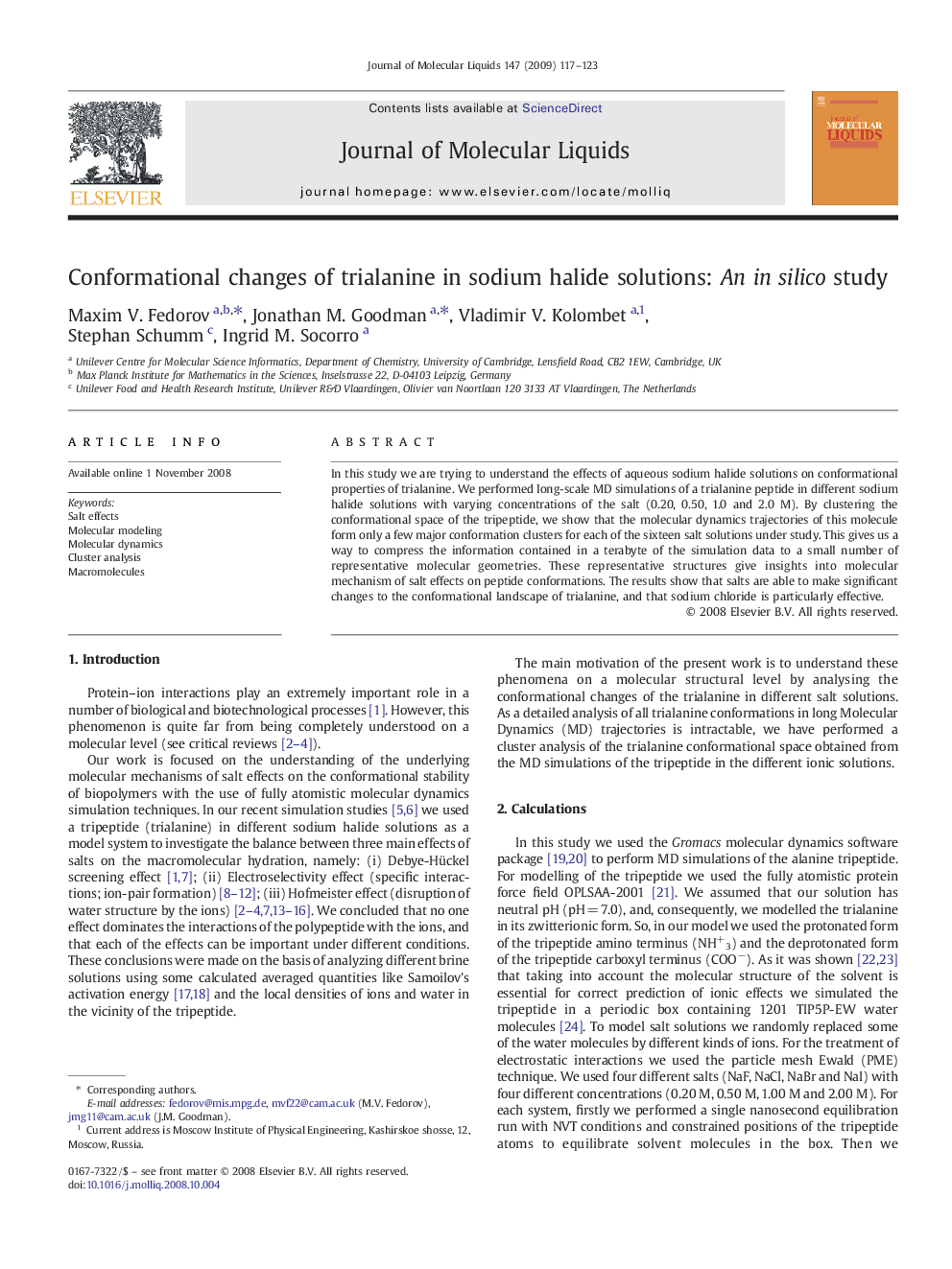 Conformational changes of trialanine in sodium halide solutions: An in silico study