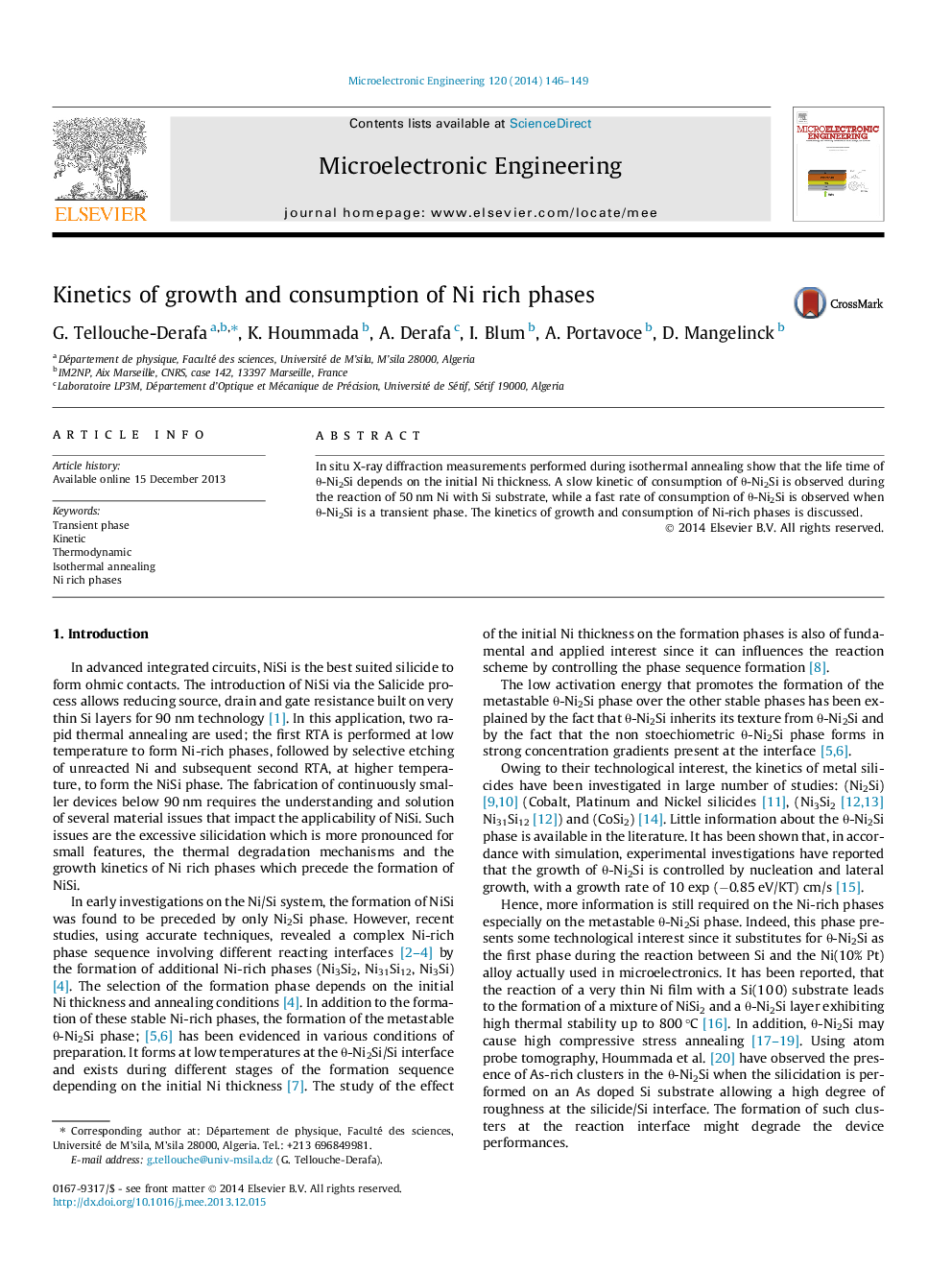 Kinetics of growth and consumption of Ni rich phases