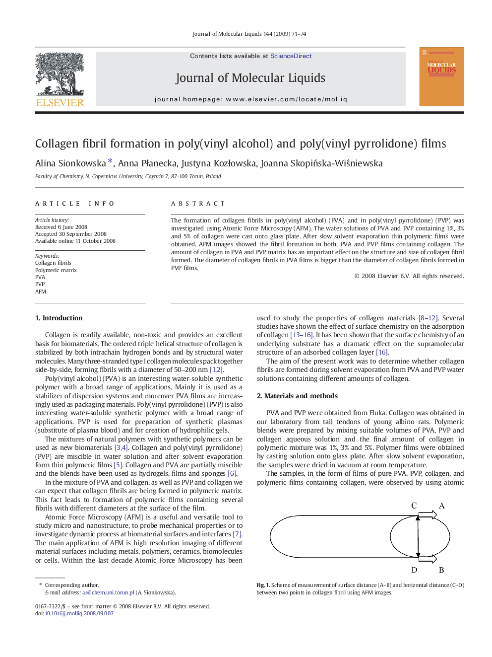 Collagen fibril formation in poly(vinyl alcohol) and poly(vinyl pyrrolidone) films