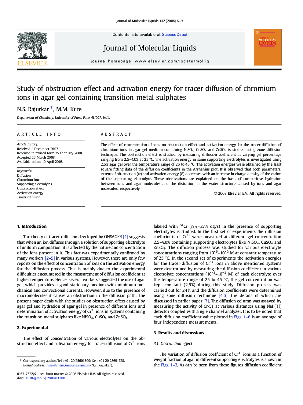 Study of obstruction effect and activation energy for tracer diffusion of chromium ions in agar gel containing transition metal sulphates