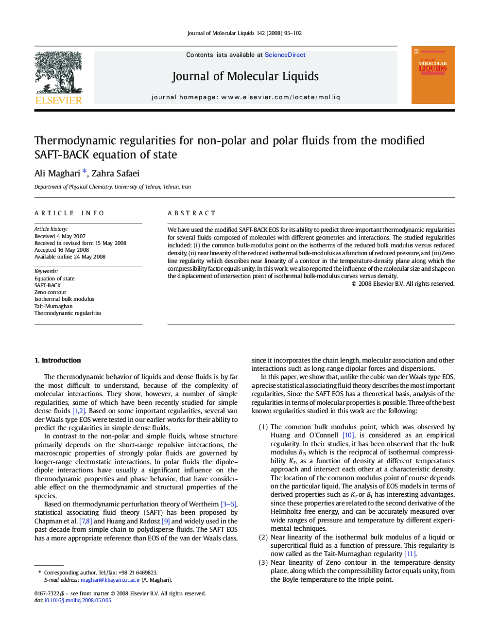 Thermodynamic regularities for non-polar and polar fluids from the modified SAFT-BACK equation of state