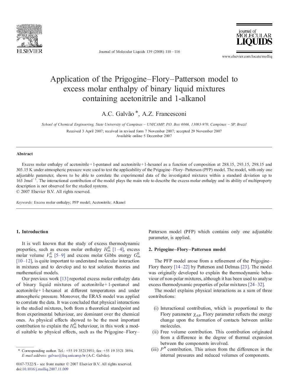 Application of the Prigogine-Flory-Patterson model to excess molar enthalpy of binary liquid mixtures containing acetonitrile and 1-alkanol