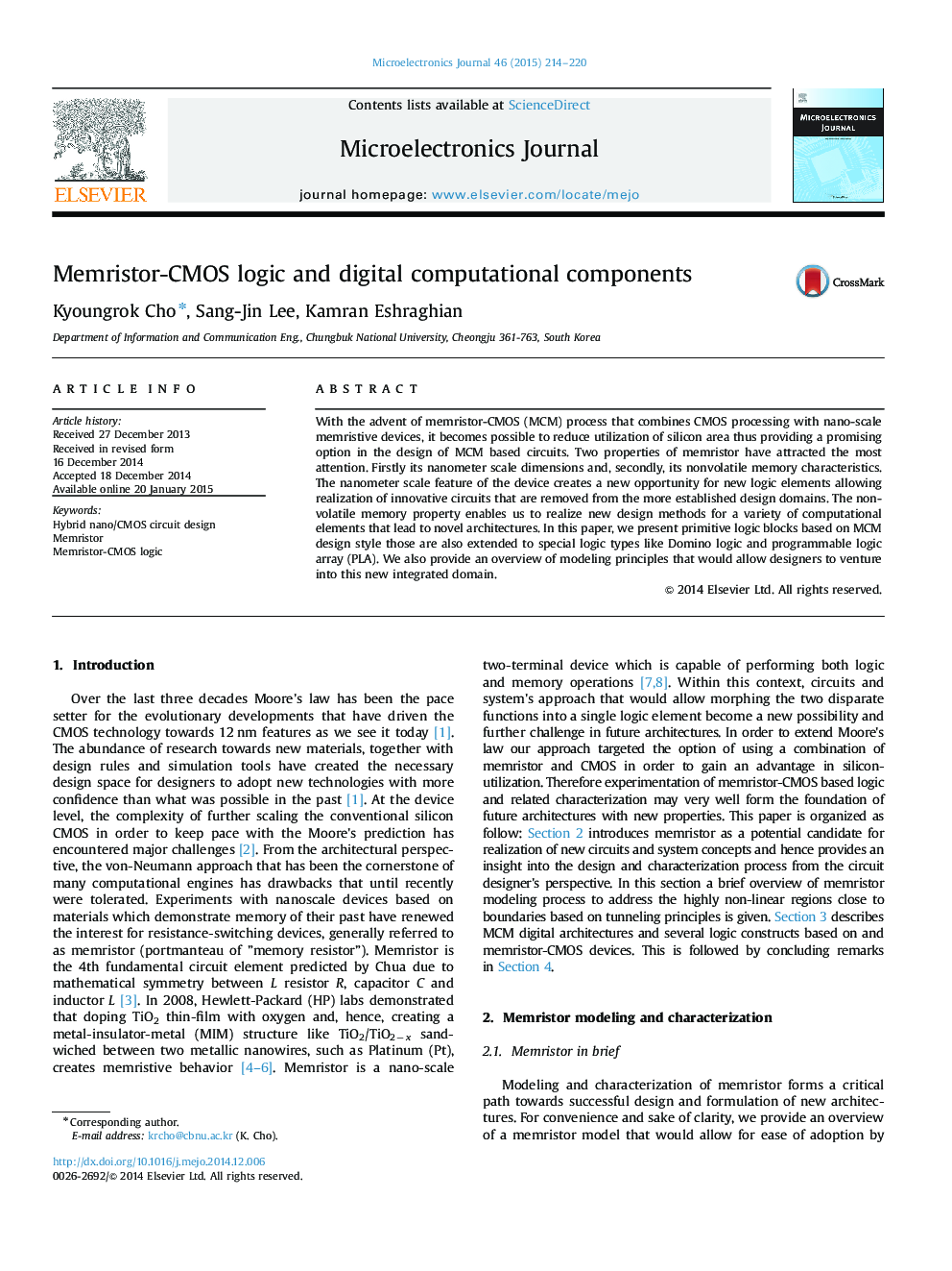 Memristor-CMOS logic and digital computational components