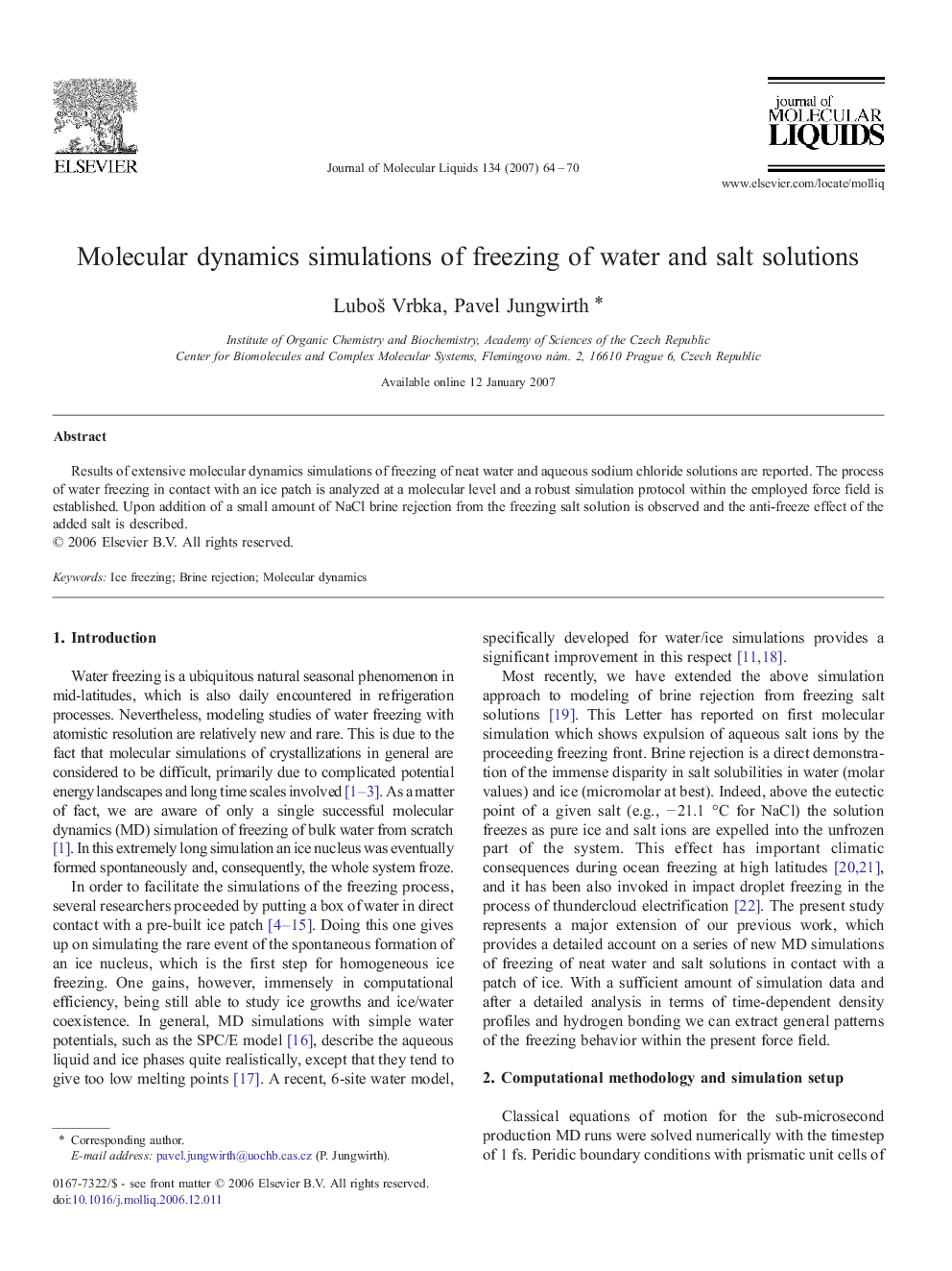 Molecular dynamics simulations of freezing of water and salt solutions