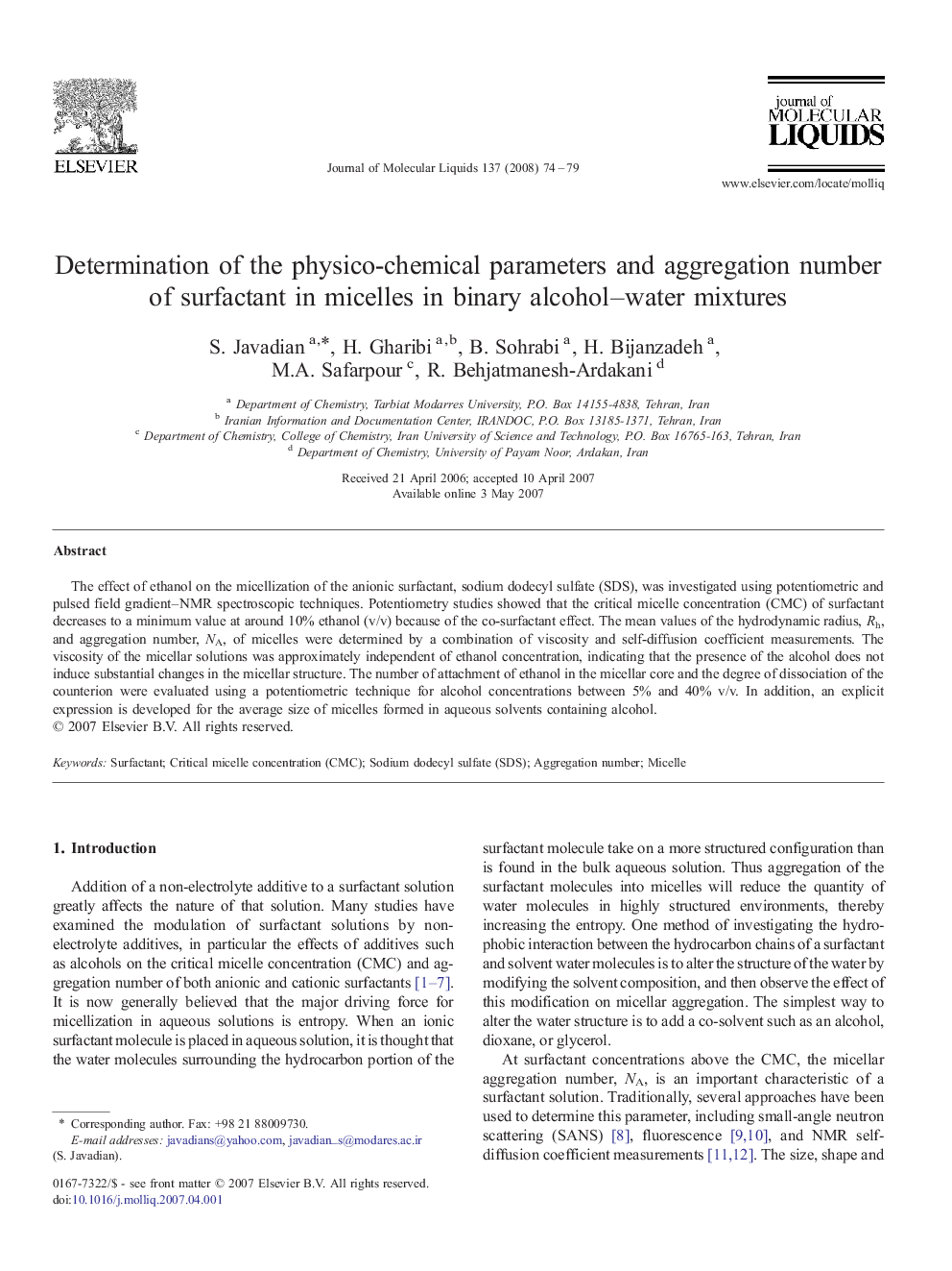 Determination of the physico-chemical parameters and aggregation number of surfactant in micelles in binary alcohol-water mixtures