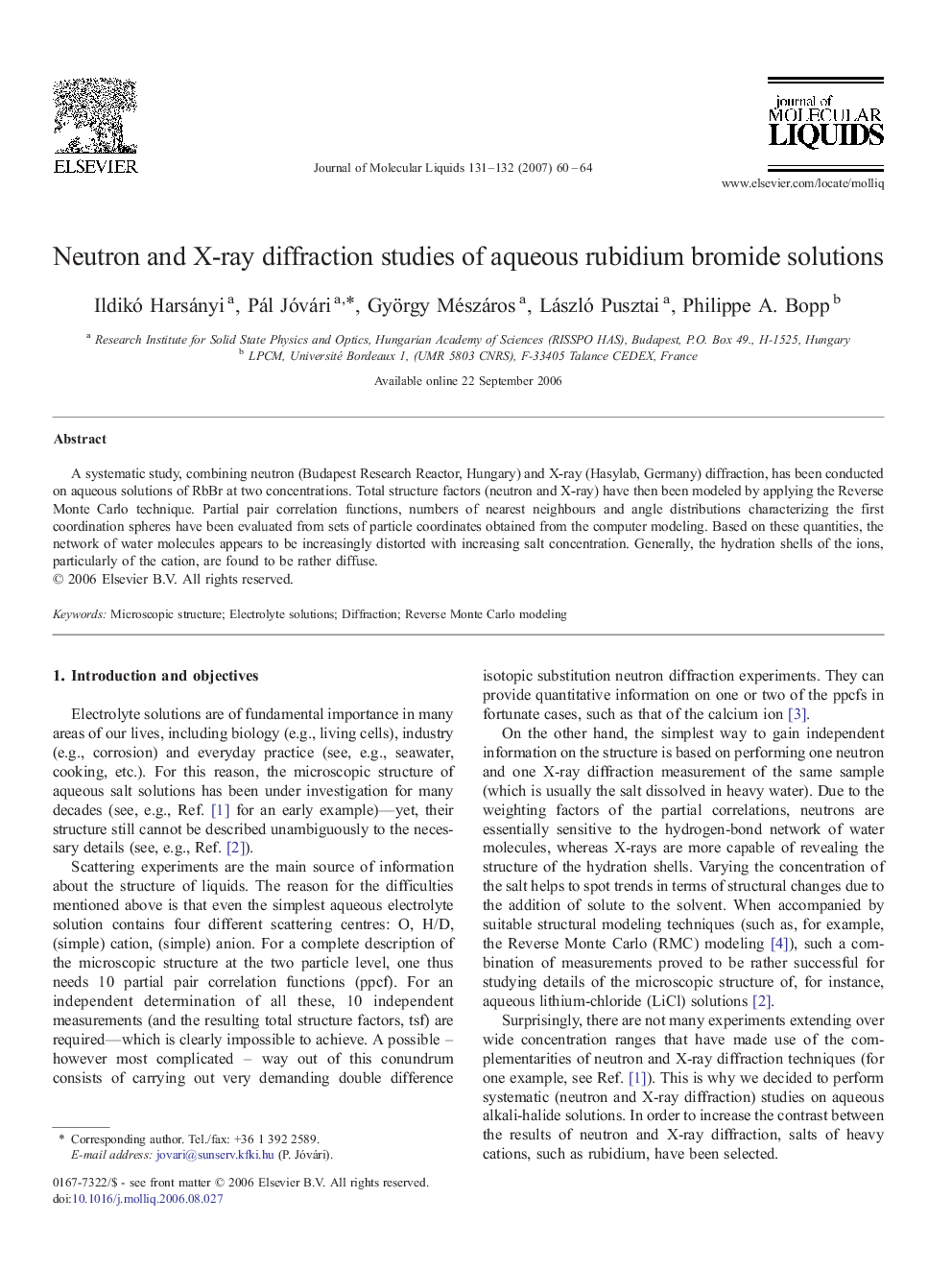 Neutron and X-ray diffraction studies of aqueous rubidium bromide solutions