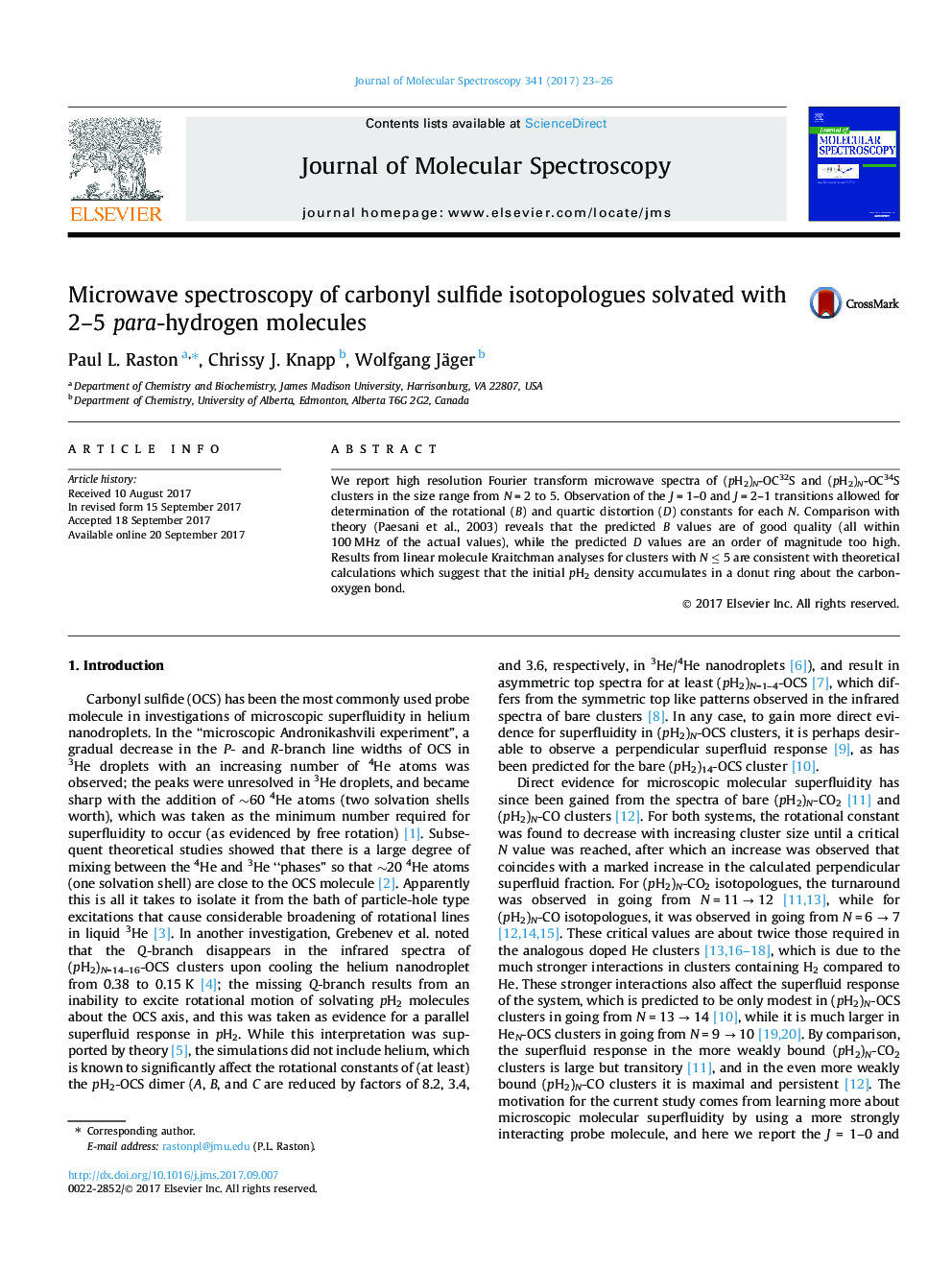 Microwave spectroscopy of carbonyl sulfide isotopologues solvated with 2-5 para-hydrogen molecules