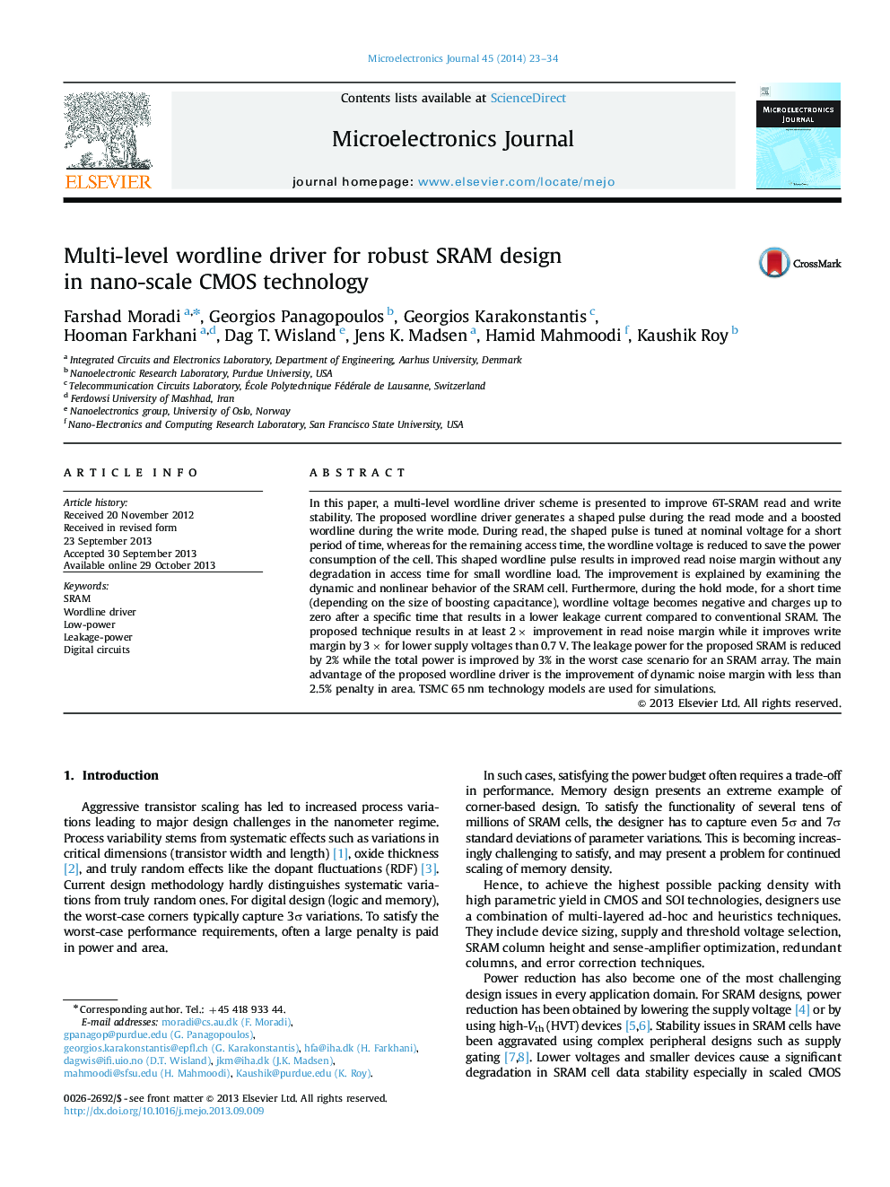 Multi-level wordline driver for robust SRAM design in nano-scale CMOS technology