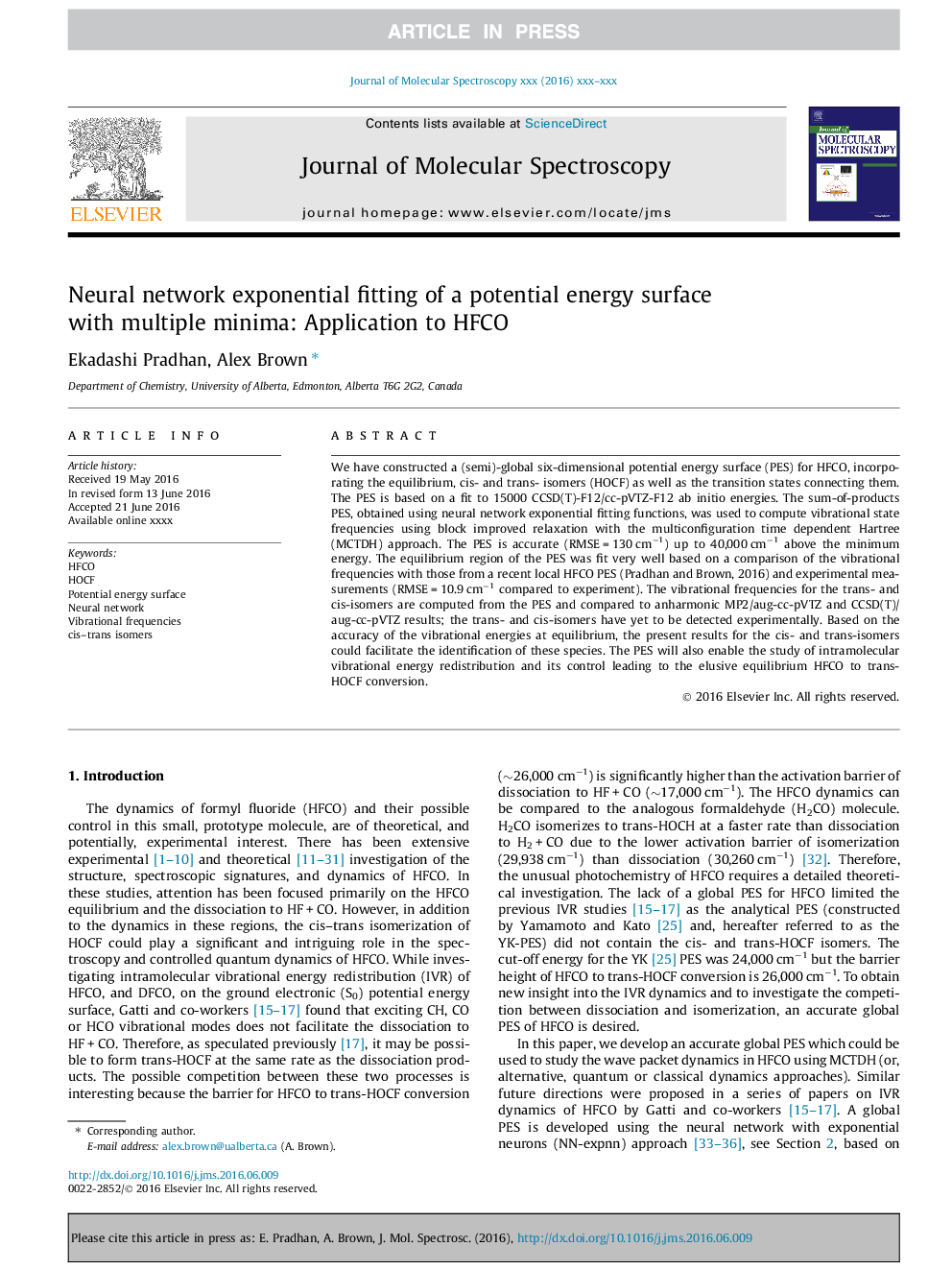 Neural network exponential fitting of a potential energy surface with multiple minima: Application to HFCO