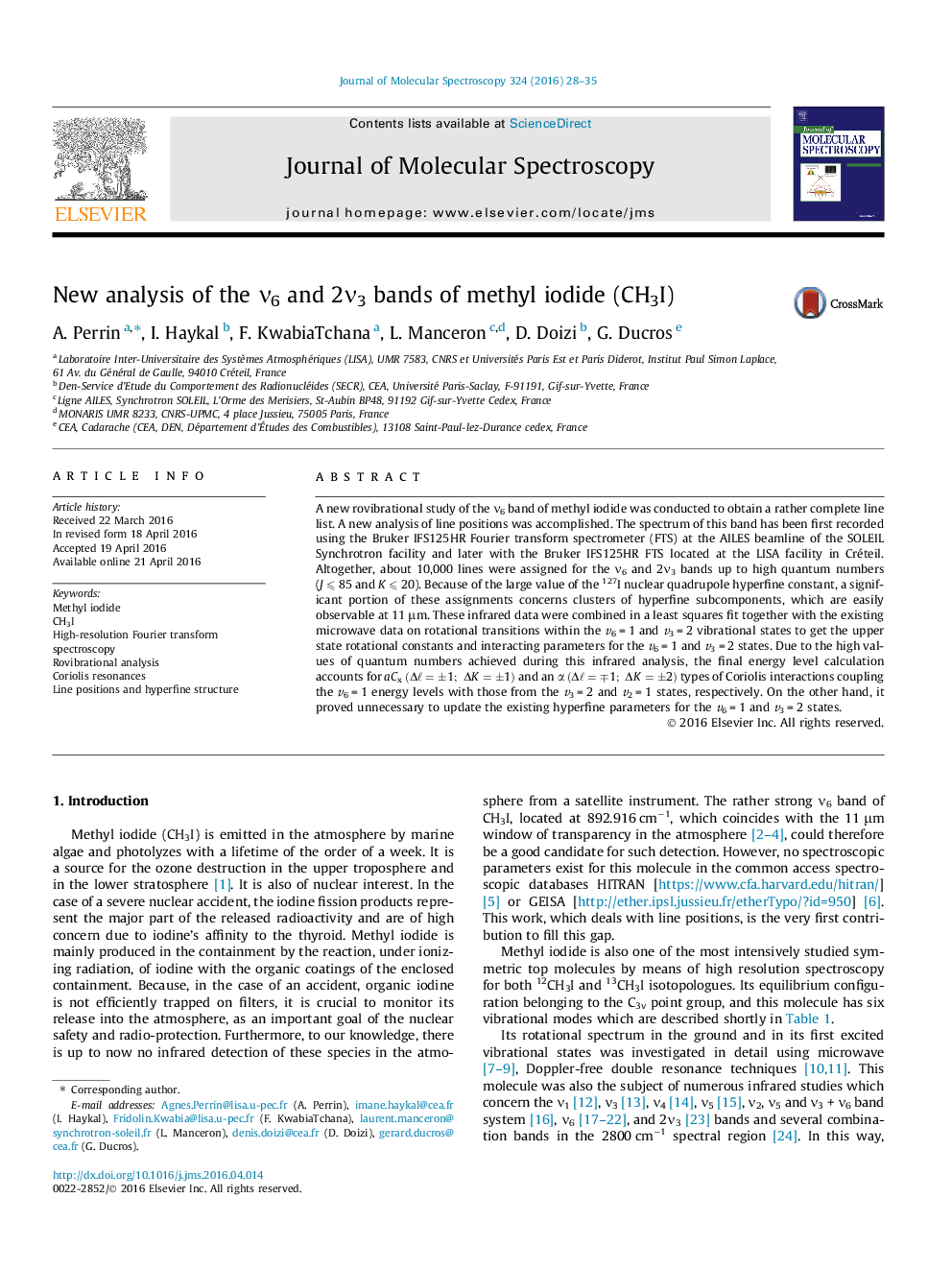 New analysis of the Î½6 and 2Î½3 bands of methyl iodide (CH3I)